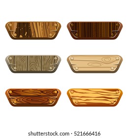 Set of wooden boards. Game interface design