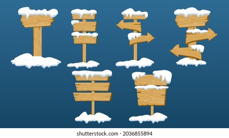 Set of wooden boards with snowdrift  in winter seasons , Flat Modern design , illustration Vector  EPS 10