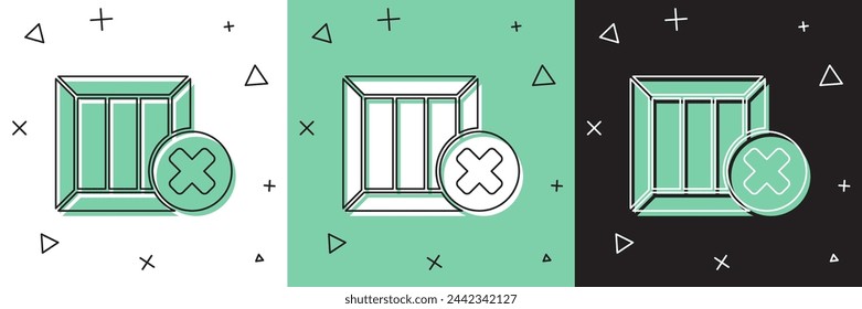 Set Wooden box and delete icon isolated on white and green, black background. Box, package, parcel sign. Delivery and packaging.  Vector Illustration