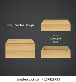 Set Of Wooden Box. Vector Design. 