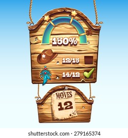 Set of wooden boxes to the user interface for a computer game