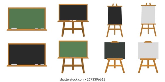 Set aus Holzkreidetafeln mit verschiedenen Rahmen in Formen und Stilen für Bildung, Dekoration und Präsentationsdesign
