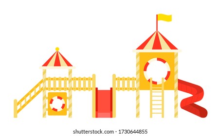 Set of wooden children's towers vector icon flat isolated