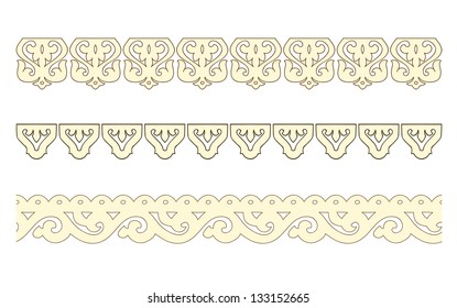 Set of wooden decorations. Vector illustration.