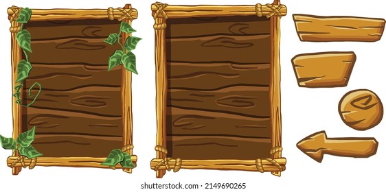 A set of wooden dice, buttons for the menu. Digital painting illustration.