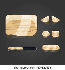 Set of wooden different buttons
