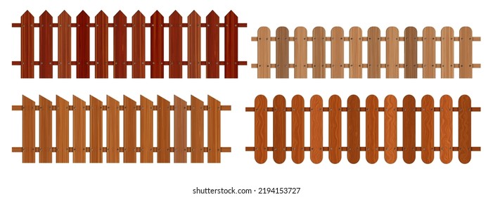 set of wooden fence vector , garden or farm palisade