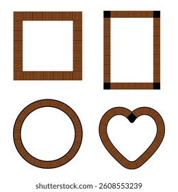 Set of wooden frame border vector design