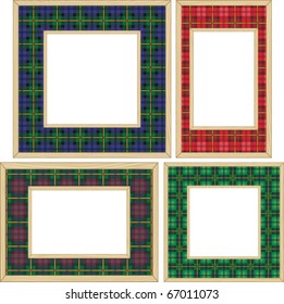 Set of the wooden frames with tartan patterns