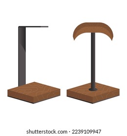 set of wooden headphone headset stand in flat design style vector