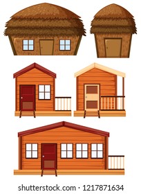 Set of wooden house illustration