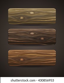set of wooden icons. Template Wood Buttons. Vector illustration