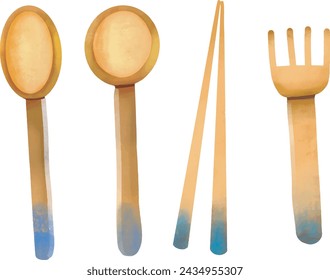 Set of wooden kitchen utensils	
