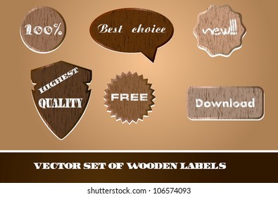 Set of wooden labels. Vector illustration EPS8