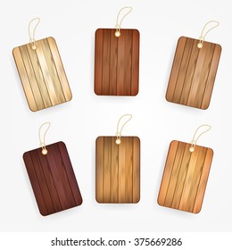 set of  wooden labels. Vector illustration.