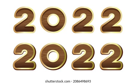 Un conjunto de números de madera que componen la fecha 2022. Número 2022 para su diseño de Año Nuevo. Ilustración del vector