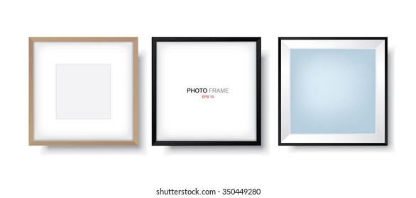 Set of wooden picture frame. Vector illustration.
