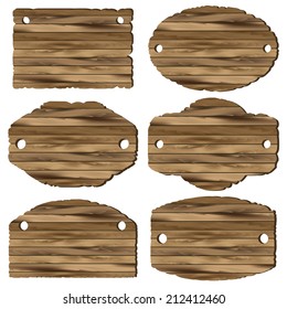 A set of wooden planks on white background