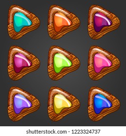 Set of wooden pointers with inlaid gems