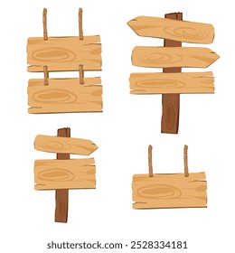 set of wooden road boards illustration design