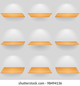 Set of wooden shelves, vector eps10 illustration