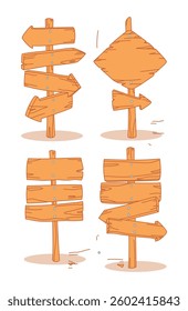 Set wooden sign banner collection