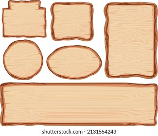 Set of wooden sign banner illustration