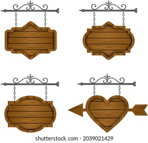 set of wooden sign board. wooden banners collection