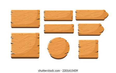 set of wooden sign board. vector illustration