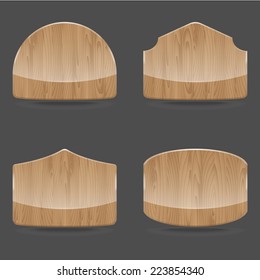 Set of wooden sign boards with glossy. Vector illustration