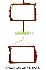 Set wooden sign with paper vector