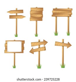 set of wooden sign vector