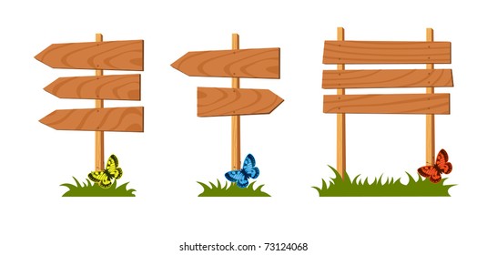 Set of wooden sign. Vector illustration
