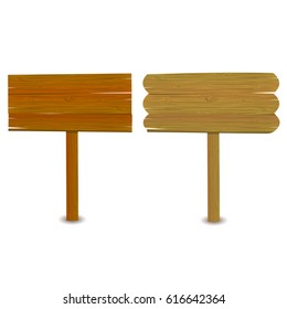 Set of wooden signboards isolated on white. Wood old planks signs.