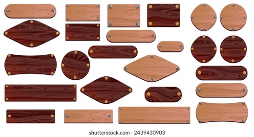 Set of wooden signs vector.