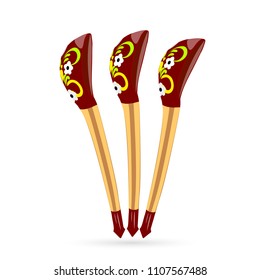 A set of wooden spoons in Russian traditional style. Vector illustration for your design