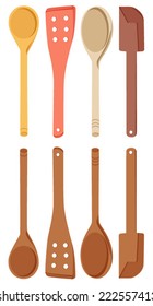 Set of wooden spoons - vector illustration