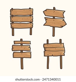 Set of wooden street signs design, wooden pointer vector illustration