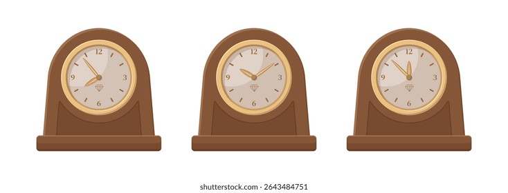 Set of wooden table clock.