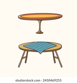 Set of wooden tables sticker design, icon design and vector illustration