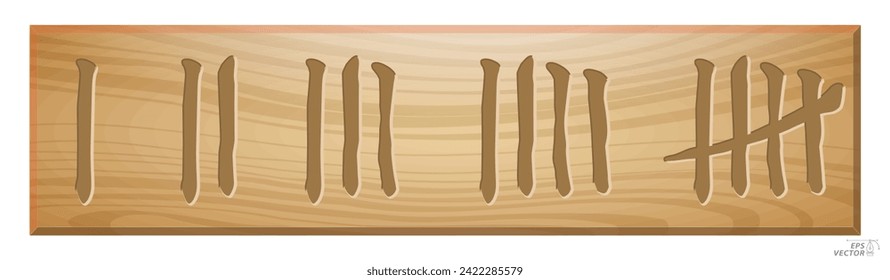 set of wooden tally mark count lines isolated. Eps