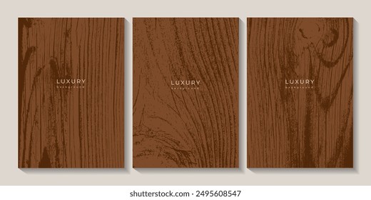 Set of wooden textures. Eco concept background with wood annual rings texture. Banner with tree ring pattern. Stamp of tree trunk in section. Templates with wooden concentric circles. Walnut wood 4