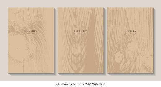 Conjunto de texturas de madera. Fondo de concepto ecológico con textura de anillos anuales de madera. Anuncio con patrón de anillo de árbol. Sello del tronco del árbol en la sección. Plantillas con círculos concéntricos de madera. Madera clara