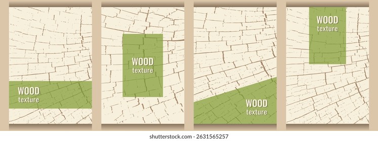 Set of wooden textures. Eco concept background with wood texture. Templates for cover, brochure, leaflet, business card, flyer. Vector image.