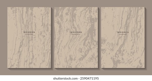 Set of wooden textures. White oak wood grain. Pale background with dry cracked wood texture. Cross-sectional imprint of a tree trunk