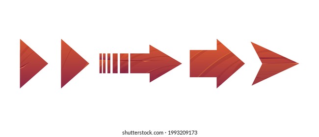 Set of wooden vector arrows. Arrow icon. Arrow vector icon. Arrow vector collection