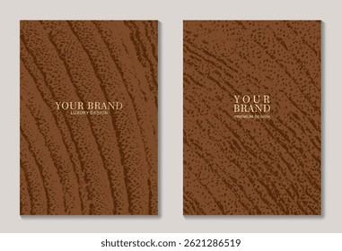 Set of wooden vector texture. Modern textured Eco background with wood annual rings texture for cover design, invitation, brochure, booklet, flyer, note book, menu design. Luxury background.
