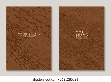Set of wooden vector texture. Modern textured Eco background with wood annual rings texture for cover design, invitation, brochure, booklet, flyer, note book, menu design. Luxury background.