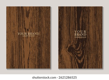 Conjunto de textura de Vector de madera. Fondo moderno texturizado Eco con textura de anillos anuales de madera para el diseño de la cubierta, invitación, folleto, folleto, volante, cuaderno, diseño de menú. Fondo de lujo.