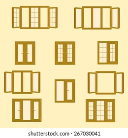 set of wooden windows